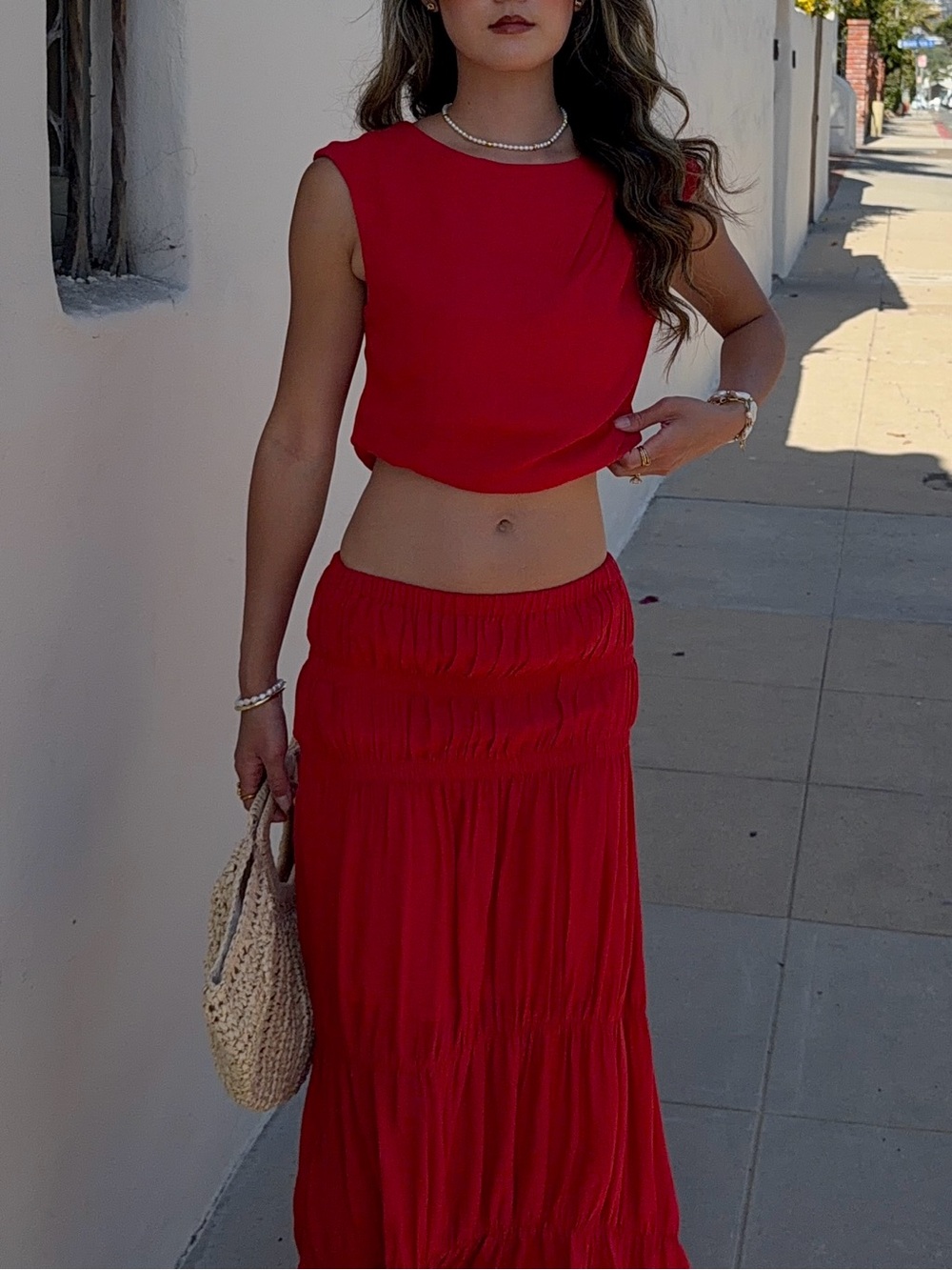 Selfie Leslie Red Maxi Skirt Two-Piece Set - Picture 2 of 5